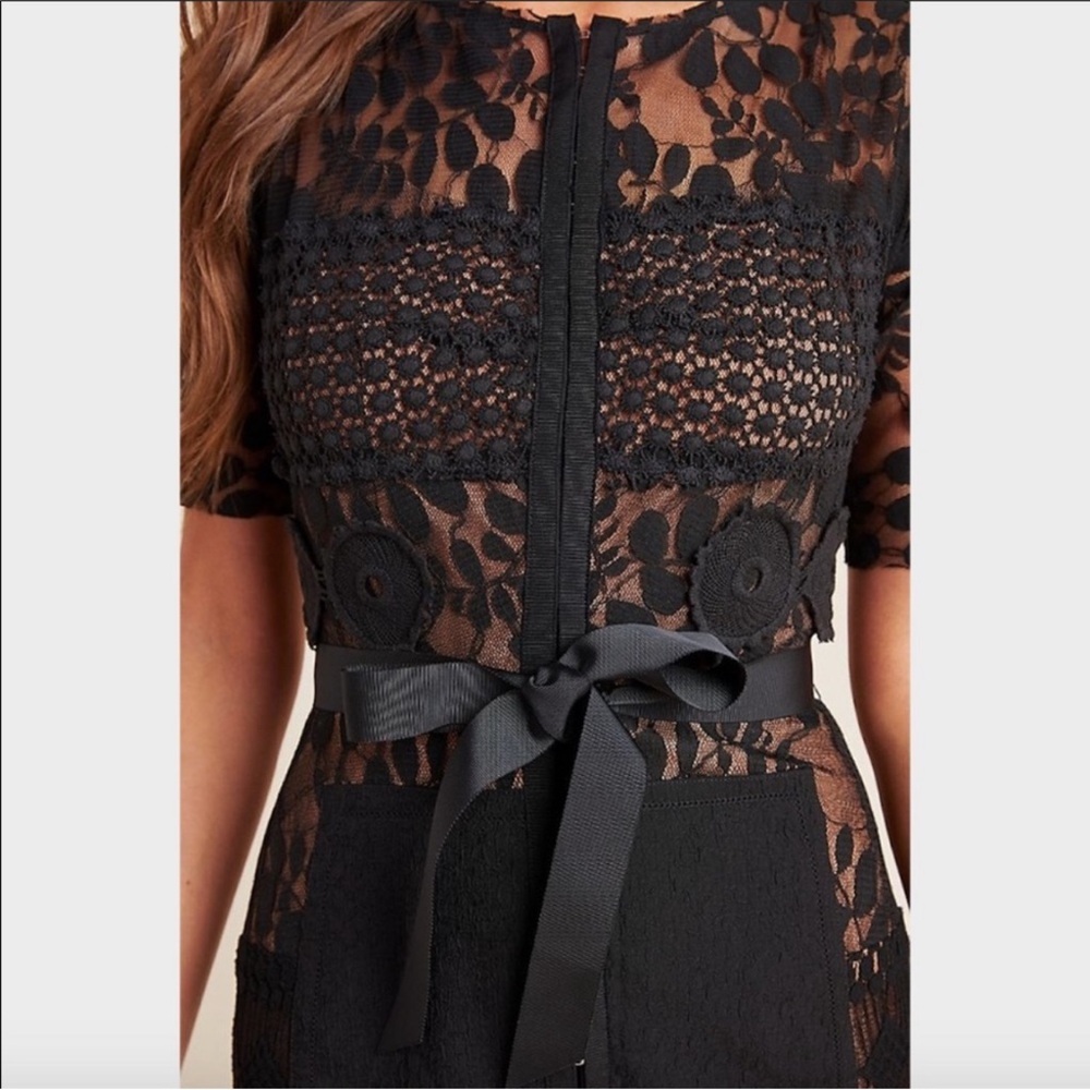 EUC - Byron Lars Black Lace ‘Beguile’ Midi Dress - size 6